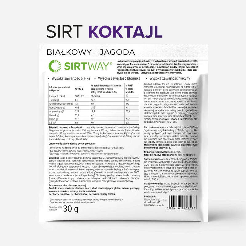 SIRT Koktajl Białkowy Jagoda