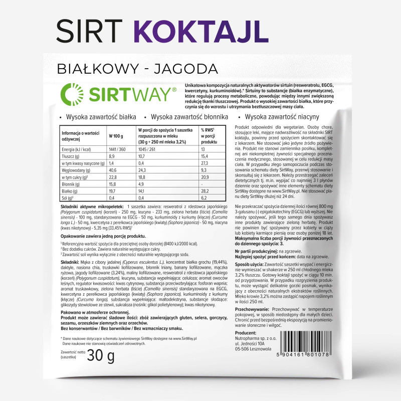 SIRT Koktajl Białkowy Jagoda