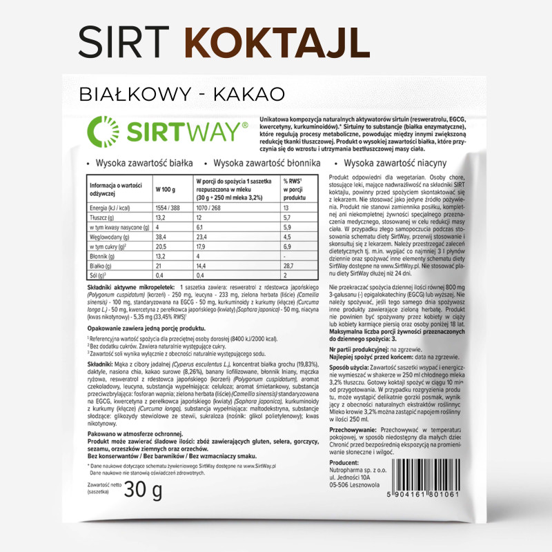 Składniki Koktajlu Sirt Białkowy Kakao